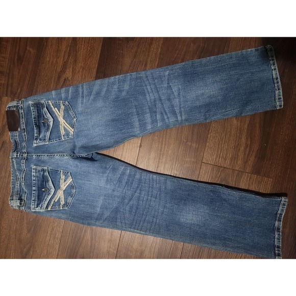 Axel Slim Boot Jeans Mens 34x30 Blue Medium Wash Slim Fit Bootcut Denim Pants - Picture 7 of 10